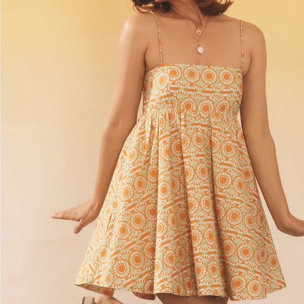 Mauve Square-Neck Babydoll Mini Dress